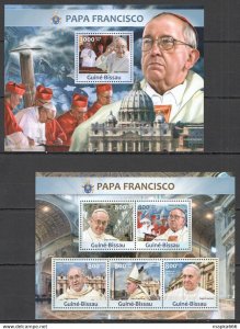 2013 Guinea-Bissau Pope Francis Famous People Kb+Bl ** Stamps St1215