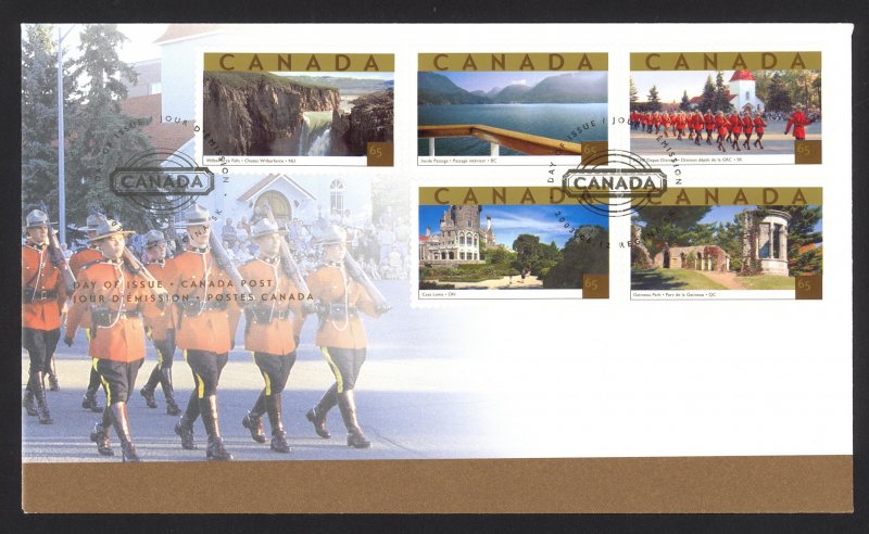 Canada Sc# 1989a-1989e FDC combination (a) 2003 6.12 65c Tourist Attractions