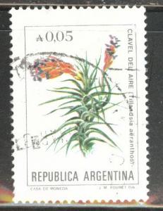 Argentina Scott 1442 used flower stamp new currency 1983-85