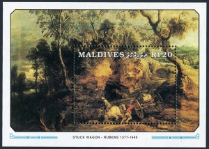 Maldives 1505,MNH.Michel Bl.190. Paintings by Peter Paul Rubens,1991.Stuck Wagon