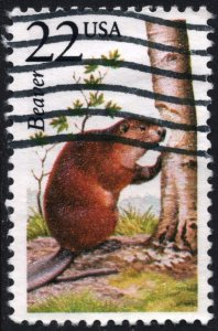 SC#2316 22¢ North American Wildlife: Beaver (1987) Used