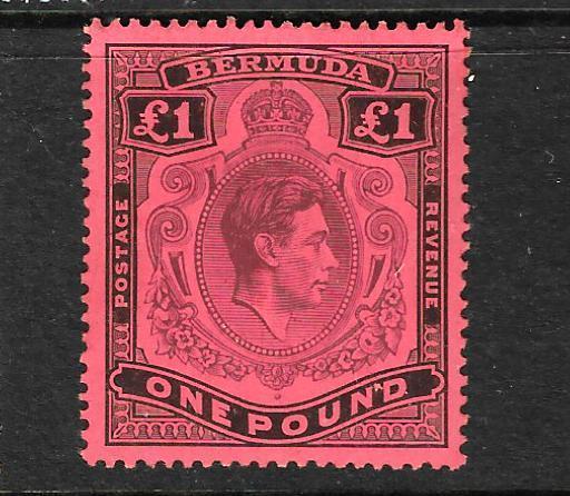 BERMUDA 1938 1pound  KGVI  MLH SG121