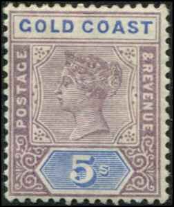 Gold Coast SC# 22 Victoria 5Shillings wmk 2 MVVLH