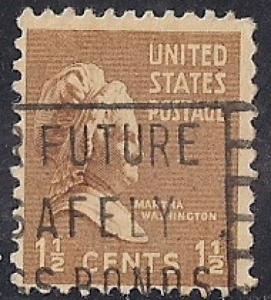 805 1 1/2 cent LOGO CANCEL Martha Washington Stamp used F