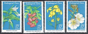 United States #1783-86 15¢ Endangered Flora (1979). Four singles. MNH