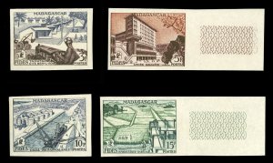 French Colonies, Madagascar YT227-230 Cat€80, 1956 F.I.D.E.S., imperf. set ...