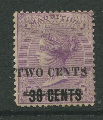 STAMP STATION PERTH: Mauritius #87 MNG 1891  Single 2c on a 38c on a 9c Stamp