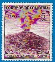 COLOMBIA SCOTT#C239 1954 GALERAS VOLCANO - MNG