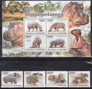 Burundi 822-26 Hippos Mint NH