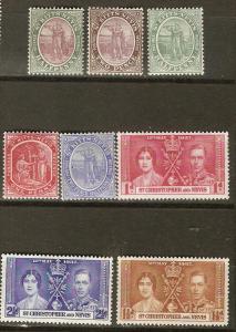 St. Kitts-Nevis 8 Different MLH F/VF 1903-38 SCV $14.40