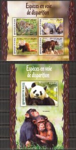 Niger 2016 Endangered Animals Panda Rhinoceros Bears Sheet + S/S MNH