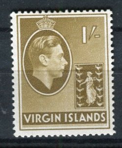 BRITISH VIRGIN ISLANDS; 1938 early GVI issue fine Mint hinged 1s. value