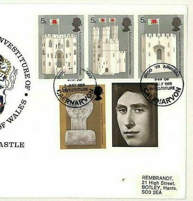 GB WALES 1965 FDC *Investiture* Caernarvon REMBRANDT Label First Day Cover GW150 