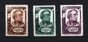 RUSSIA/USSR 1948 FAMOUS PEOPLE/BELINSKI SET OF 3 STAMPS MNH