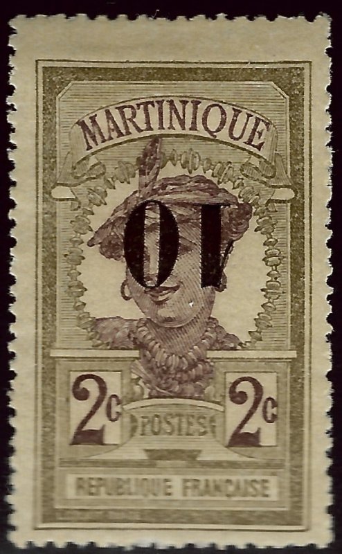 Martinique #106a Inverted Surcharge Mint F-VF hr SC$45.00..Very Popular Country!