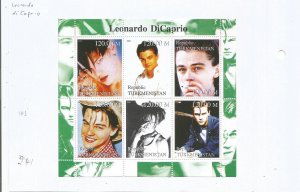 TURKMENISTAN - 2000 - Leonardo DiCaprio - Perf 6v Sheet - M L H -Private Issue