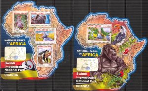 Sierra Leone 2016 National Parks Uganda Animals Birds Sheet + S/S MNH