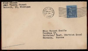 USA 5c Prexie James Monroe 1948 Detrioit MI Datteln Germany Cover 80115