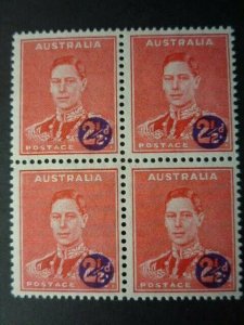 **Australian   KGVI  **2d RED SURCHARGE***VERY FINE MLH/MUH**BLOCK 4*