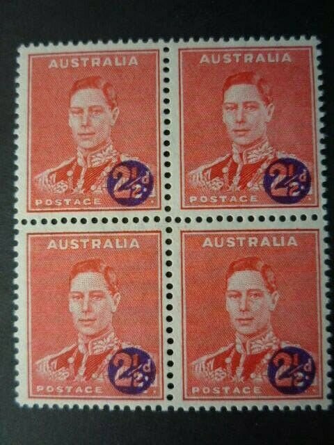 **Australian   KGVI  **2d RED SURCHARGE***VERY FINE MLH/MUH**BLOCK 4*