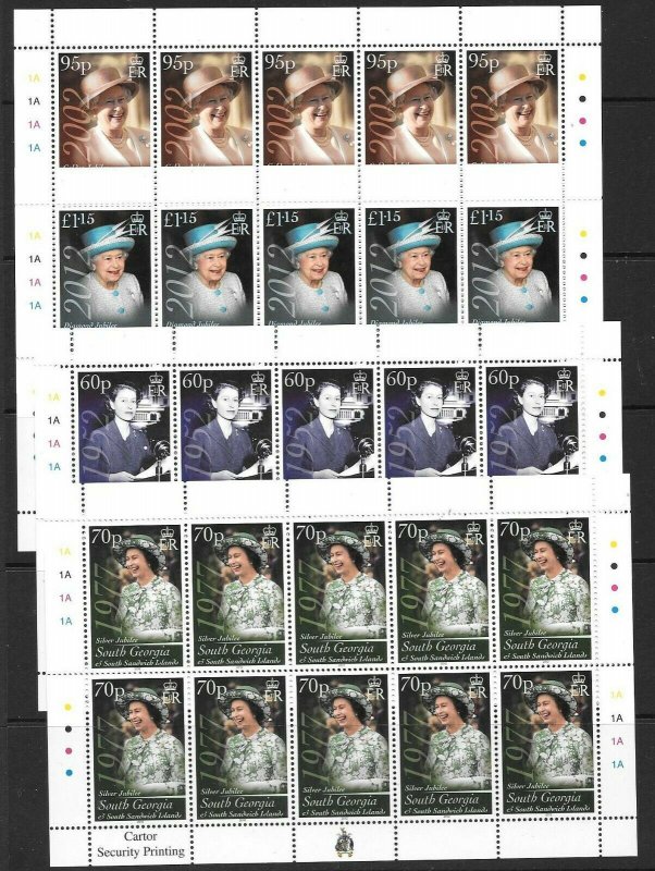 S.GEORGIA&S.SANDWICH SG561/4 2012 DIAMOND JUBILEE SHEETLETS MNH