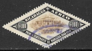 NICARAGUA 1947 1cor MANAGUA CENTENARY Airmail Issue Sc C281 VFU