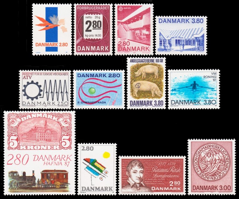 Denmark Scott 832 / 846 (1987) Mint NH VF, CV $19.35 C