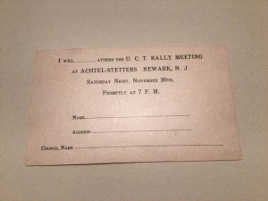 United States U. C. T. Ralley Meeting Newark N. J.  1921 postal card 66947