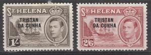 TRISTAN DA CUNHA 1952 KGVI SHIP OVERPRINT 1/- AND 2/6