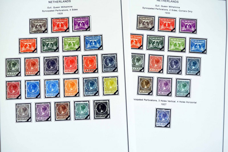 COLOR PRINTED NETHERLANDS [CLASS.] 1852-1947 STAMP ALBUM PAGES (38 ill. pages)