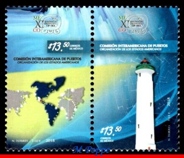 18-17 MEXICO 2018 INTER-AMERICAN COMMITTEE ON PORTS,  LIGHTHOUSES, MAPS, MNH