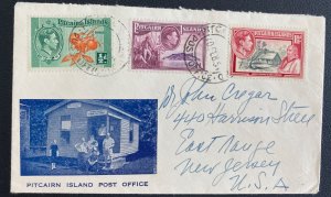 1954 Pitcairn Island First Day Cover FDC To East Nause NJ Usa Post office