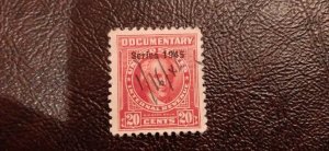 US Scott #R418; 20c used Documentary stamp from 1945; VF centering;