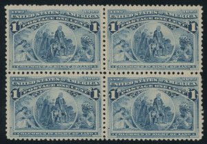 USA 230 - 1 cent Columbian - VF Mint OG hinged block of 4 (bottom 2 are nh)