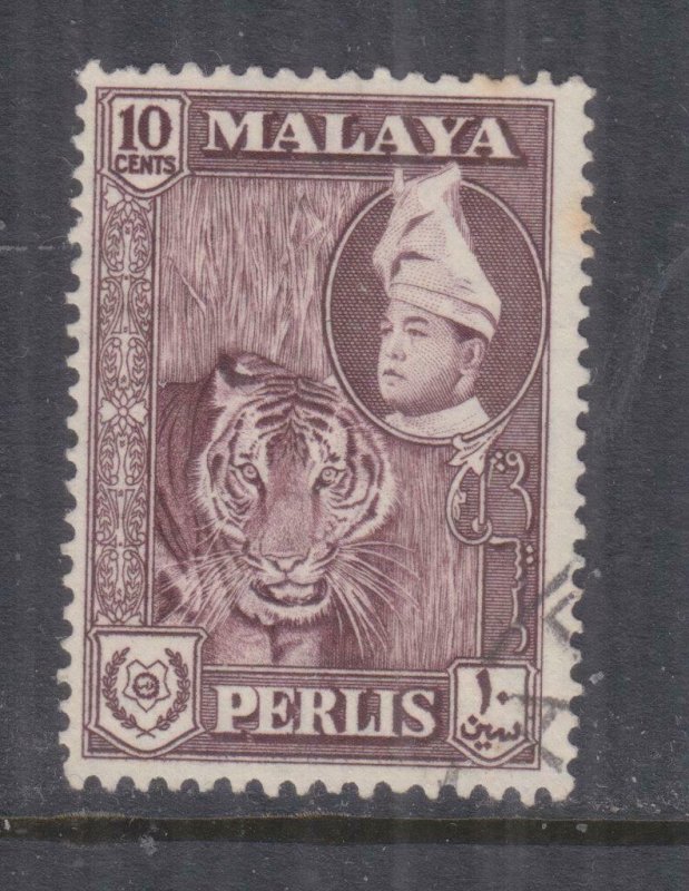 PERLIS, MALAYSIA, 1961  Sultan, 10c. Deep Maroon, used.