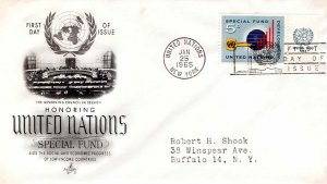 United Nations 1965 FDC Sc 137 Special Fund Artcraft Cachet UN New York