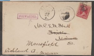 U.S. Scott #220 Cover - Medina OH to Seille, OH Forwarded to Mansfield, OH