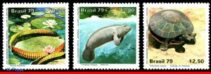 1613-15 BRAZIL 1979 AMAZON PARK CONSERVATION, PLANT, TURTLE, MI# 1709-11, MNH