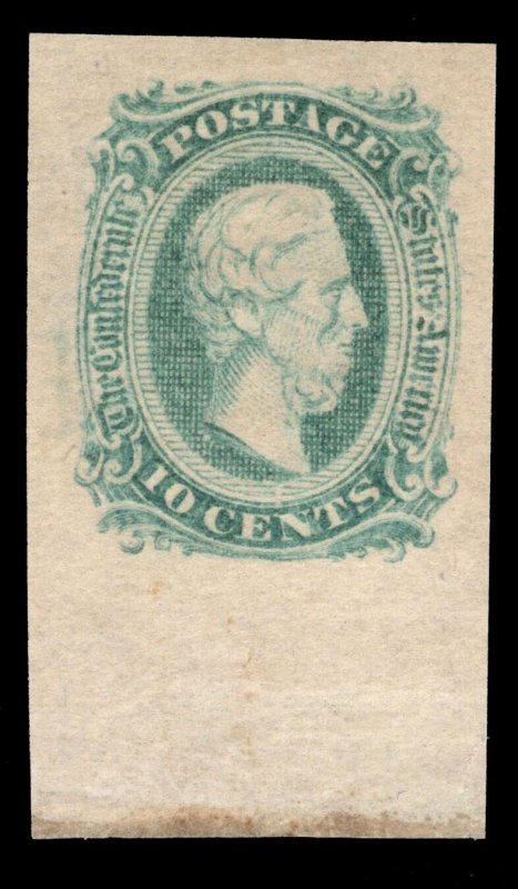 MOMEN: US CSA #11d GREEN IMPERF POS 91 MINT OG NH SUPERB CSA CERT LOT #90067