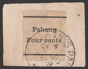 MALAYA - PAHANG 1899 'Pahang Four Cents' on plain paper, imperf. 1 pane printed.