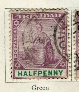 TRINIDAD; 1896 early classic QV Britannia issue fine used 1/2d. value