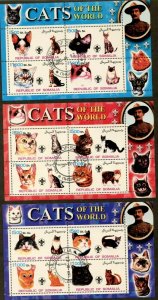 SOMALIA 2002 Cats of the World Set of 24 Souvenir Sheets Cancelled