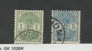 Danish West Indies, Postage Stamp, #21-22 Used, 1900, JFZ