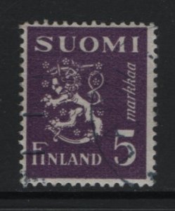 Finland    #176E  used  1945   Lion  5m purple