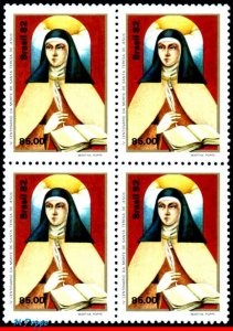 1819 BRAZIL 1982 ST. THERESA OF AVILA, PORTRAIT, RELIGION, RHM C-1280, BLOCK MNH