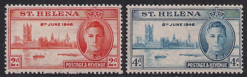 St Helena 1946 KGV1 Set of Victory Umm SG 141 - 142 ( C1334 ) 