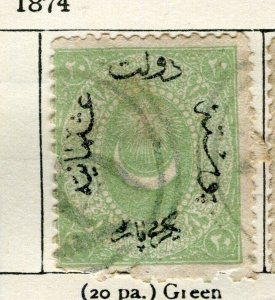 TURKEY; 1874 early classic ' Star/Crescent ' issue used 20pa. value POSTMARK