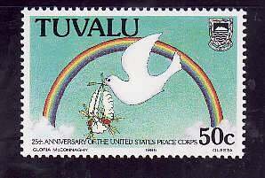 Tuvalu-Sc#362- id7-unused NH set-Birds-Peace Corps-1986-