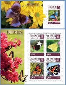 SOLOMON IS. 2014 2 SHEETS slm14602ab BUTTERFLIES INSECTS