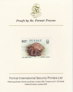 TUVALU 1986 CRABS  imperf on FORMAT INT PROOF CARD